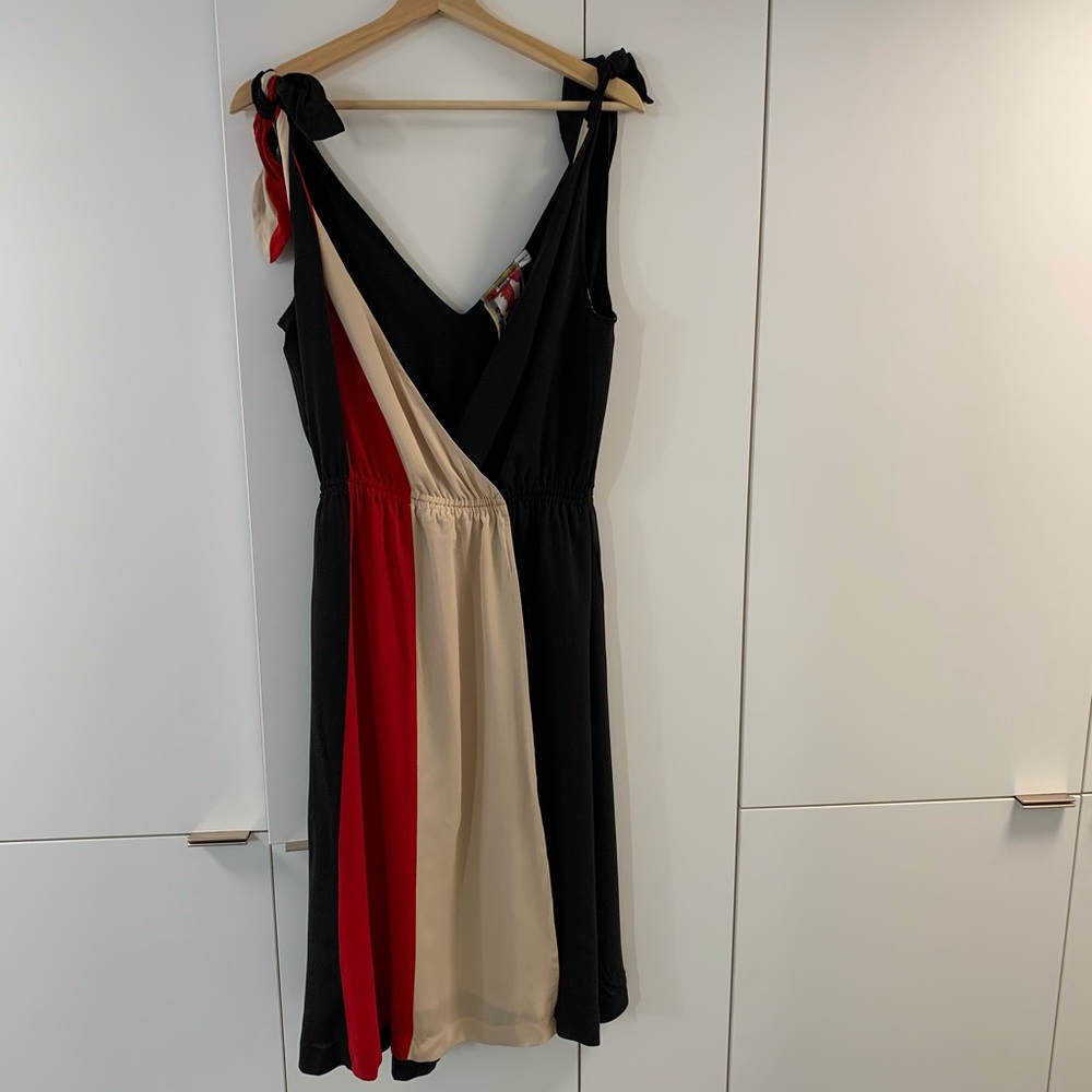 L.A.M.B. SP07 Contrast Silk Wrap Dress